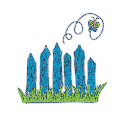 Embroidery Design: Fence w/ Butterfly3.62" x 3.60"