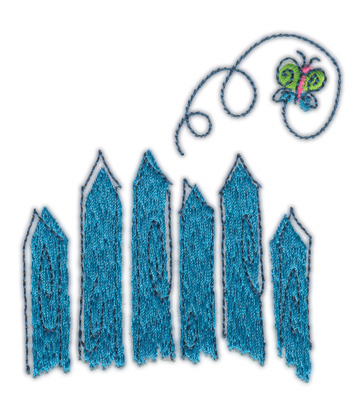 Embroidery Design: Fence  and Butterfly3.15" x 3.55"