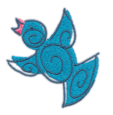 Embroidery Design: Blue Birdie 12.35" x 2.51"