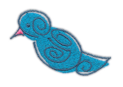 Embroidery Design: Blue Birdie 22.40" x 1.60"