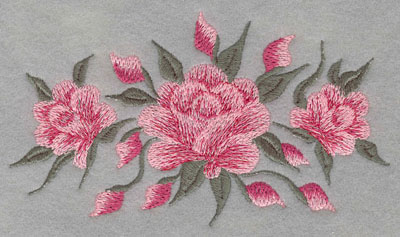 Embroidery Design: Roses Three Horizontal Large5.98w X 3.45h