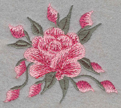 Embroidery Design: Single Rose with Buds2.88w X 1.13h