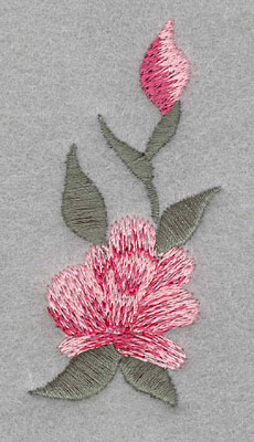Embroidery Design: Single Rose with Bud Large 1.56w X 3.1h