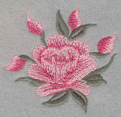 Embroidery Design: Single rose with four buds large3.1"w X 2.9"h