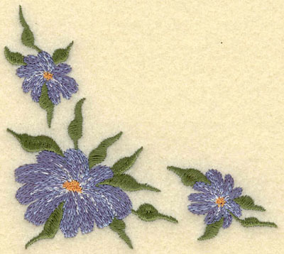 Embroidery Design: Forget Me Not 3 Corner Cluster Small3.83w X 3.42h