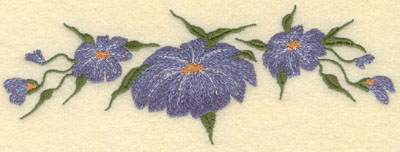 Embroidery Design: Forget Me Not Horizontal 3 Bloom7.50w X 2.65h