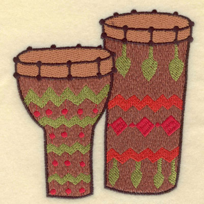 Embroidery Design: Bongo and Conga Drums Large 4.81w X 5.01h