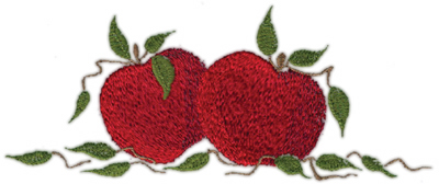 Embroidery Design: Two Apples 27.18" x 2.95"