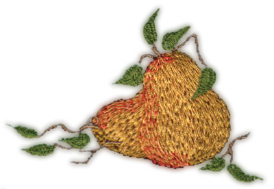 Embroidery Design: Two Pears (small)3.19" x 2.10"