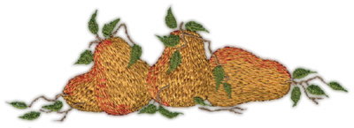 Embroidery Design: Three Pears6.19" x 2.12"