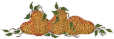 Embroidery Design: Three Pears (large)8.66" x 2.96"