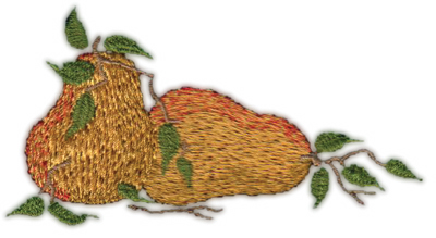 Embroidery Design: Two Pears 23.85" x 2.07"