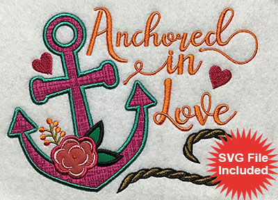 Embroidery Design: Anchored In Love Applique 6.74w X 5.01h