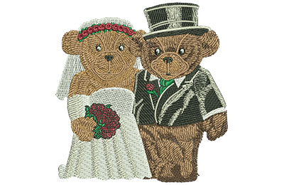 Embroidery Design: Weddings Bears Lg 3.85w X 4.03h