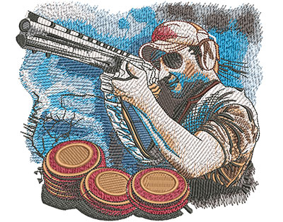 Embroidery Design: Trap Shoot Lg 5.93w X 5.26h