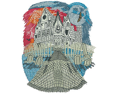 Embroidery Design: Haunted House Lg 4.83w X 6.04h