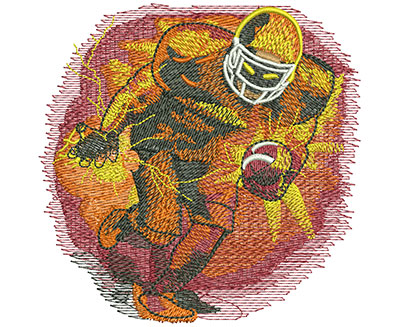 Embroidery Design: Football Blasting Lg 4.04w X 4.01h