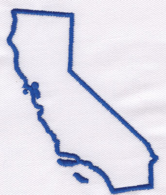 Embroidery Design: California Outline3.33" x 2.78"