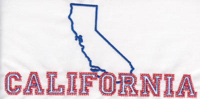 Embroidery Design: California Outline and Name3.86" x 8.02"