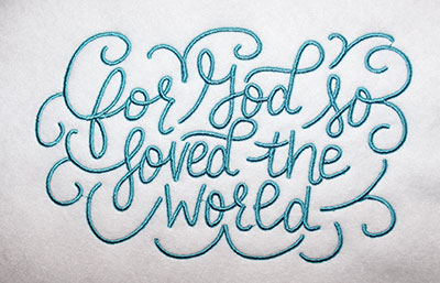 Embroidery Design: For God Loved Lg 8.15w X 5.12h