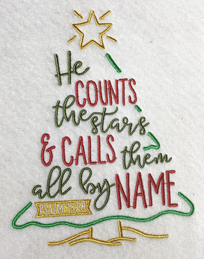Embroidery Design: He Counts The Stars Lg 5.28w X 6.85h