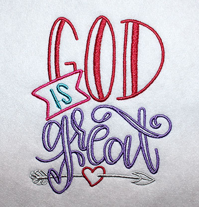 Embroidery Design: God Is Great Lg 4.47w X 5.64h