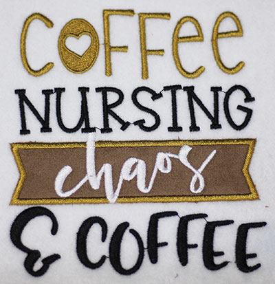 Embroidery Design: Coffee Nursing Chaos Applique Lg 5.42w X 5.93h