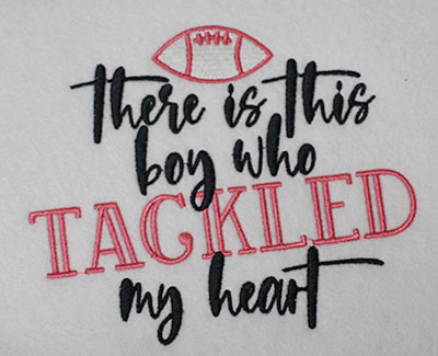 Embroidery Design: Boy Tackled My Heart Lg 6.36w X 5.35h