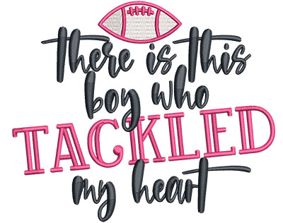 Embroidery Design: Boy Tackled My Heart Med 5.36w X 4.51h