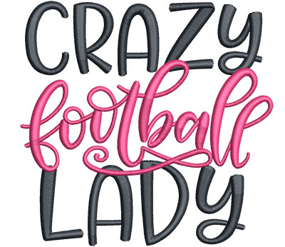Embroidery Design: Crazy Football Lady Med 4.57w X 4.41h