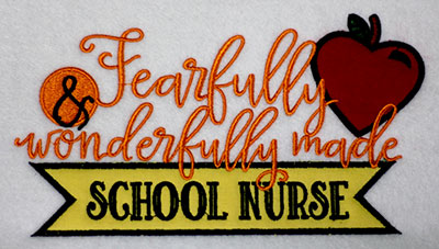Embroidery Design: Fearfully School Nurse Applique Lg 7.60w X 4.46h
