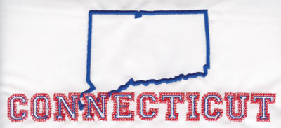 Embroidery Design: Connecticut Outline and Name3.37" x 8.02"