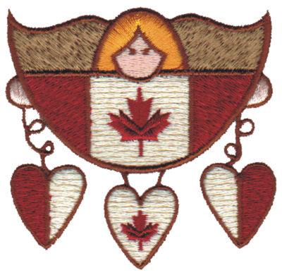 Embroidery Design: Canadian Angel w/Three Hearts3.05" x 2.93"