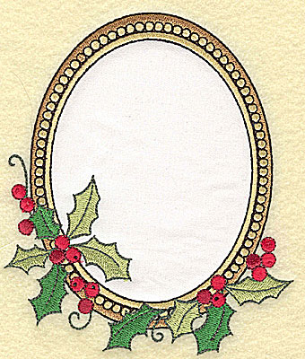 Embroidery Design: Christmas Frame applique with holly 5.46w X 4.65h