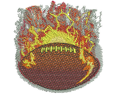 Embroidery Design: Flaming Football Lg 3.49w X 3.59h