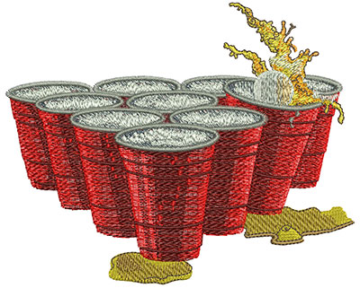 Embroidery Design: Beer Pong Cups Lg 5.51w X 4.48h