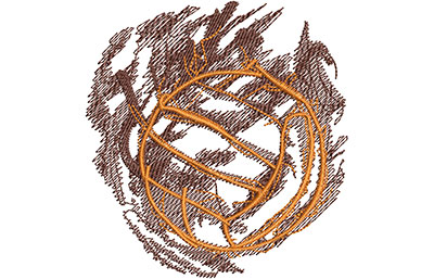 Embroidery Design: Volleyball Smoke Glow Lg 3.78w X 4.01h