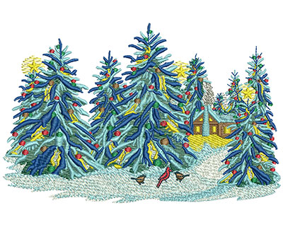 Embroidery Design: Christmas Snow Trees Lg 6.00w X 3.89h