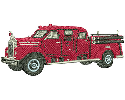 Embroidery Design: Vintage Fire Truck Lg 4.46w X 1.89h