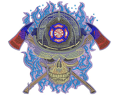 Embroidery Design: Purple Fire Skull Lg 5.52w X 5.03h