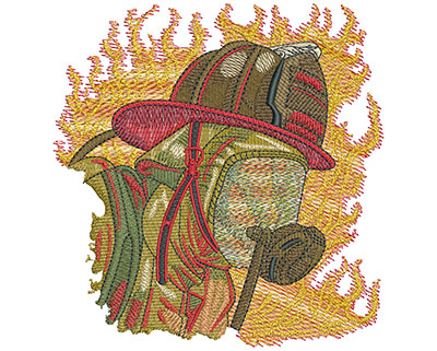 Embroidery Design: Fire Fighter Skull And Mask Lg 5.30w X 5.51h