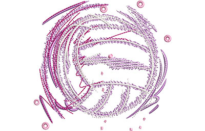 Embroidery Design: Glowing Volleyball Lg 3.64w X 3.48h