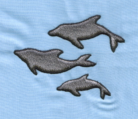 Embroidery Design: Three Dolphins (large)3.99" x 3.10"