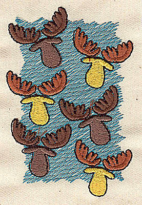 Embroidery Design: Moose heads 2.81w X 3.25h