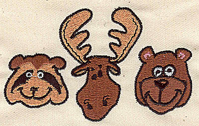Embroidery Design: Raccoon moose bear 3.81w X 2.25h