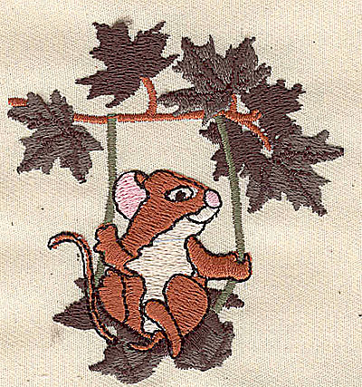 Embroidery Design: Mouse on a swing 2.75w X 2.94h