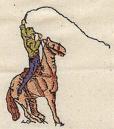 Embroidery Design: Cowboy on horse 2.25w X 2.63h