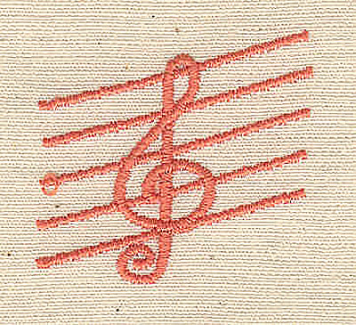 Embroidery Design: Treble Cleff music 1.31w X 1.25h
