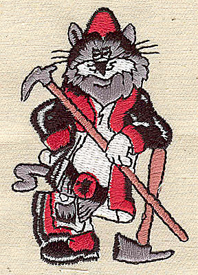 Embroidery Design: Firefighting cat 2.00w X 2.94h