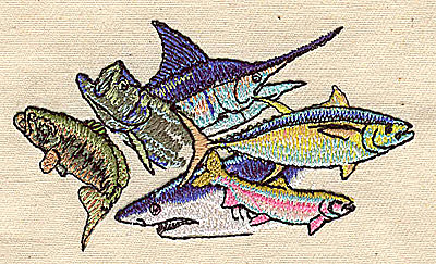 Embroidery Design: Assorted fish 3.25w X 1.94h